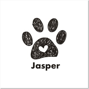 Jasper name made of hand drawn paw prints Posters and Art